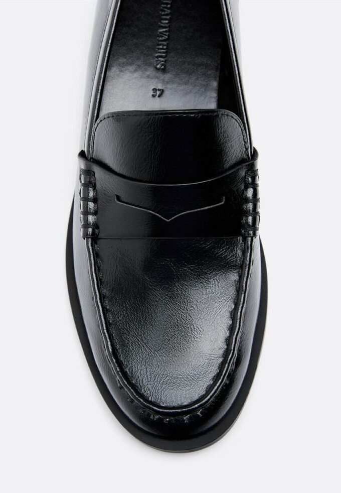Mocasini negri cu efect de piele Mocasini negri cu efect de piele