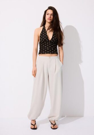 Pantaloni Balloon Fit, cu croială elegantă, largă