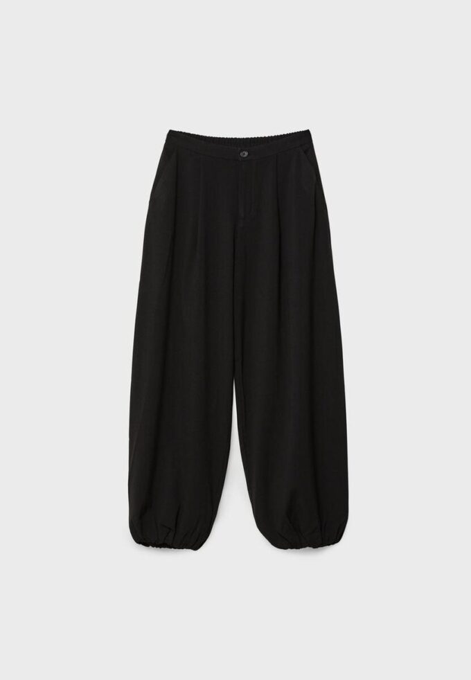 Pantaloni Balloon Fit, cu croială elegantă, largă
