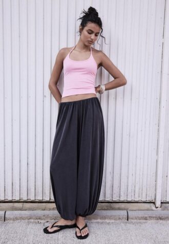 Pantaloni balon fluizi Soft-Touch, cu textură moale