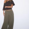 Pantaloni Barrel din poplin cu opritoare