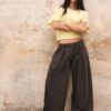 Pantaloni Barrel din poplin cu opritoare