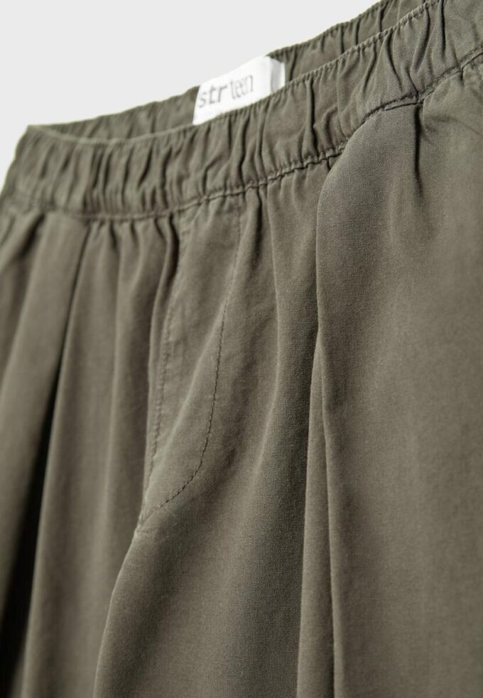 Pantaloni Barrel din poplin cu opritoare