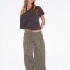 Pantaloni Barrel din poplin cu opritoare