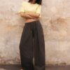 Pantaloni Barrel din poplin cu opritoare