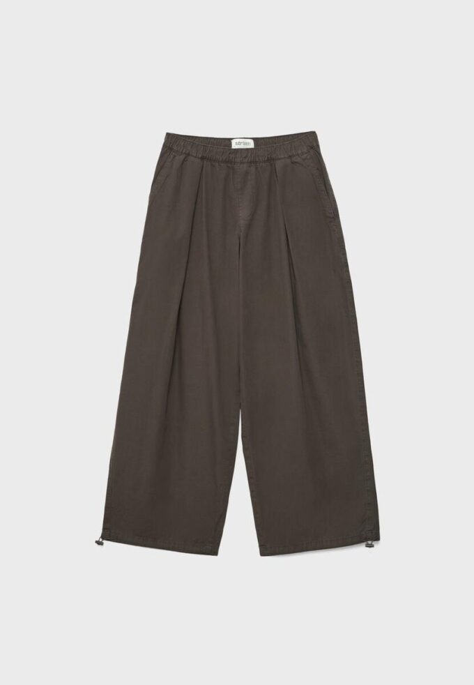 Pantaloni Barrel din poplin cu opritoare