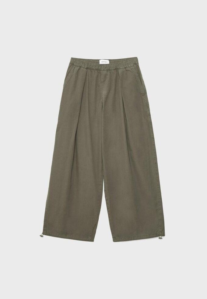 Pantaloni Barrel din poplin cu opritoare