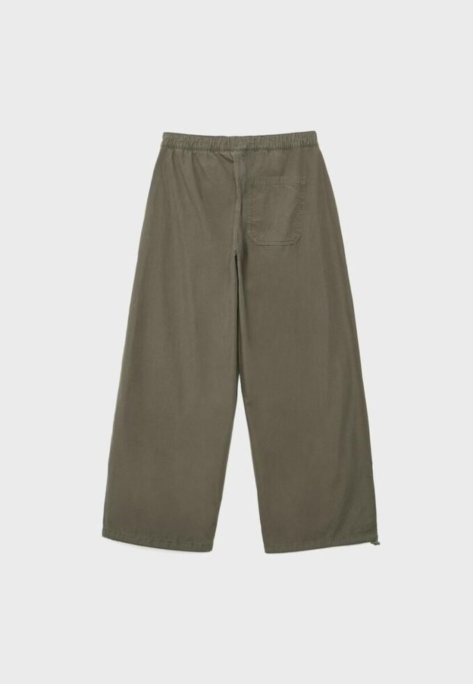Pantaloni Barrel din poplin cu opritoare