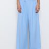 Pantaloni casual eleganți cu dungi și talie încrucișată