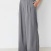 Pantaloni casual eleganți cu dungi și talie încrucișată