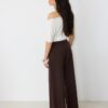 Pantaloni casual eleganți cu dungi și talie încrucișată