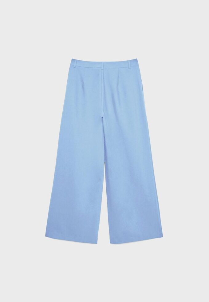Pantaloni casual eleganți cu dungi și talie încrucișată