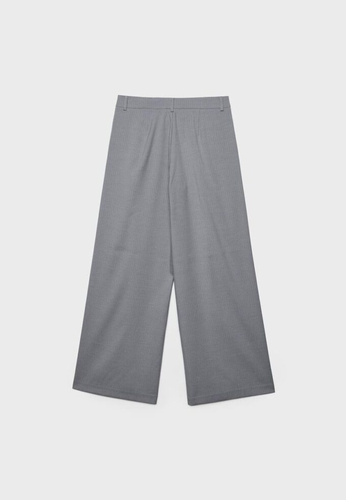 Pantaloni casual eleganți cu dungi și talie încrucișată