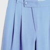 Pantaloni casual eleganți cu dungi și talie încrucișată