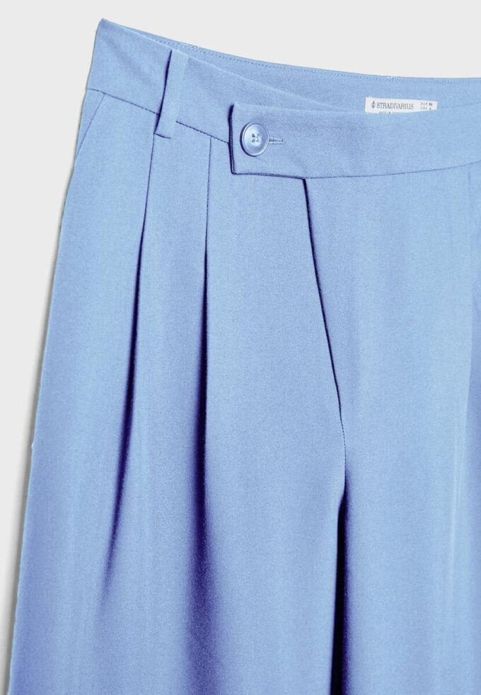 Pantaloni casual eleganți cu dungi și talie încrucișată