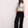 Pantaloni cu efect de in, cu șnur Pantaloni cu efect de in, cu șnur