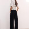 Pantaloni cu efect de in, cu șnur Pantaloni cu efect de in, cu șnur