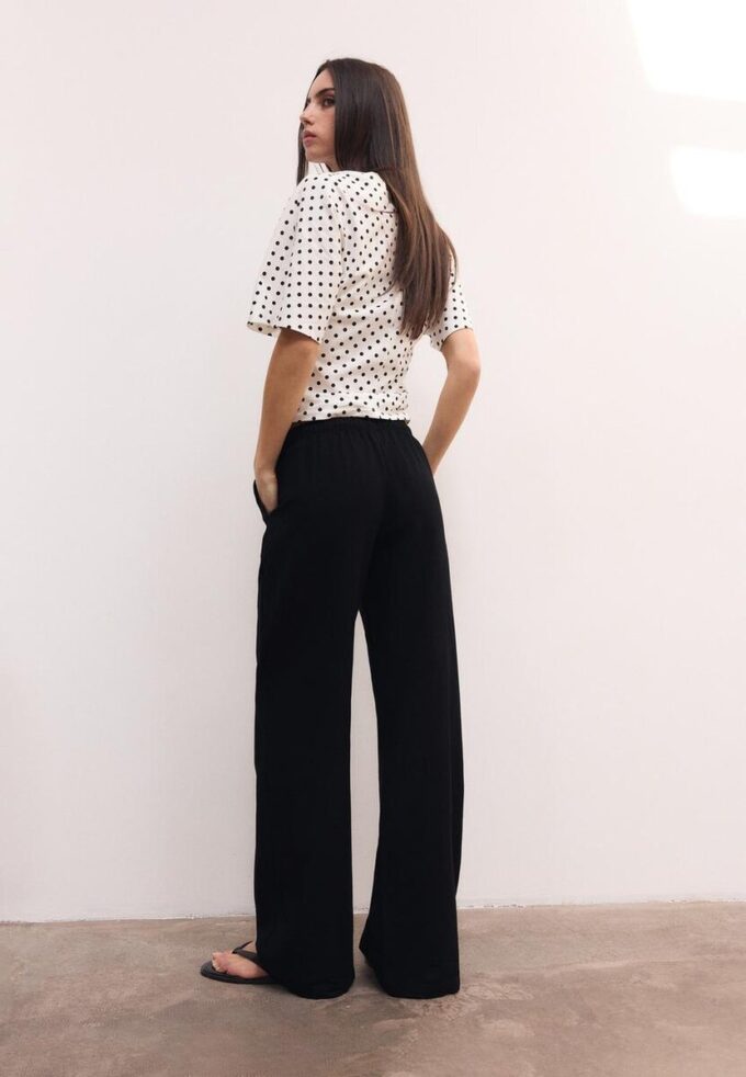 Pantaloni cu efect de in, cu șnur Pantaloni cu efect de in, cu șnur