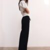 Pantaloni cu efect de in, cu șnur Pantaloni cu efect de in, cu șnur