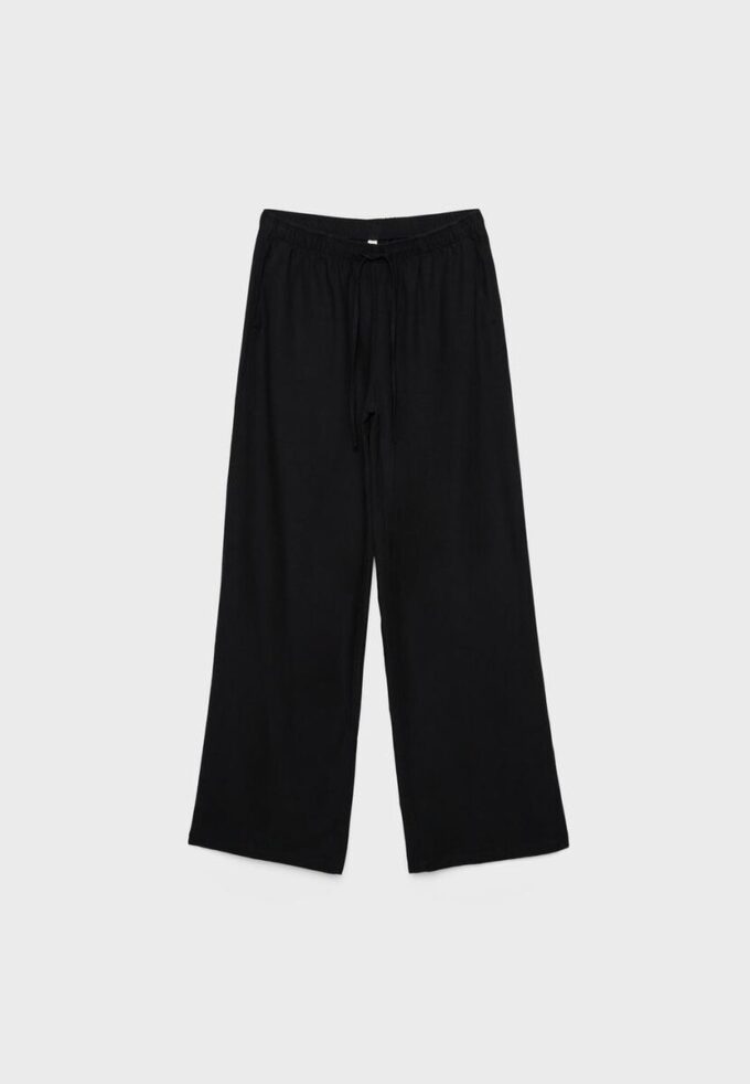 Pantaloni cu efect de in, cu șnur Pantaloni cu efect de in, cu șnur