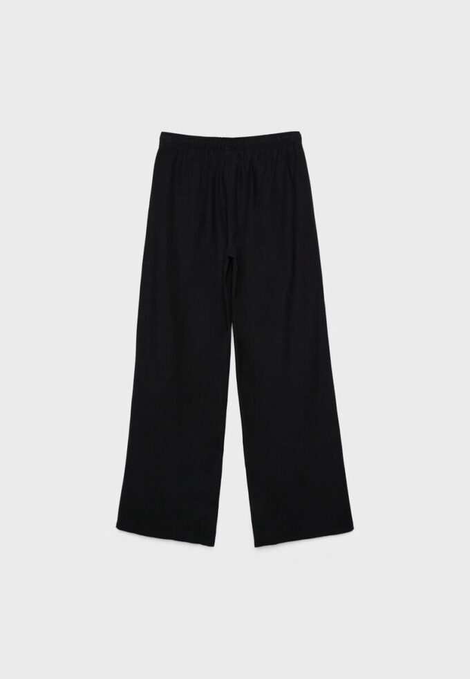 Pantaloni cu efect de in, cu șnur Pantaloni cu efect de in, cu șnur