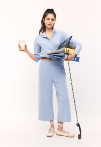 Pantaloni Culotte cu textură moale