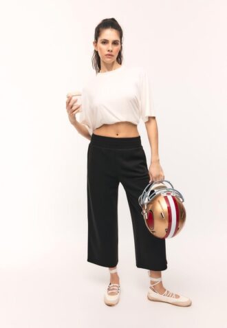Pantaloni Culotte cu textură moale