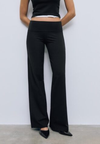 Pantaloni din plasă cu talie pliată Pantaloni din plasă cu talie pliată