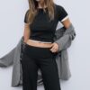 Pantaloni din plasă cu talie pliată Pantaloni din plasă cu talie pliată