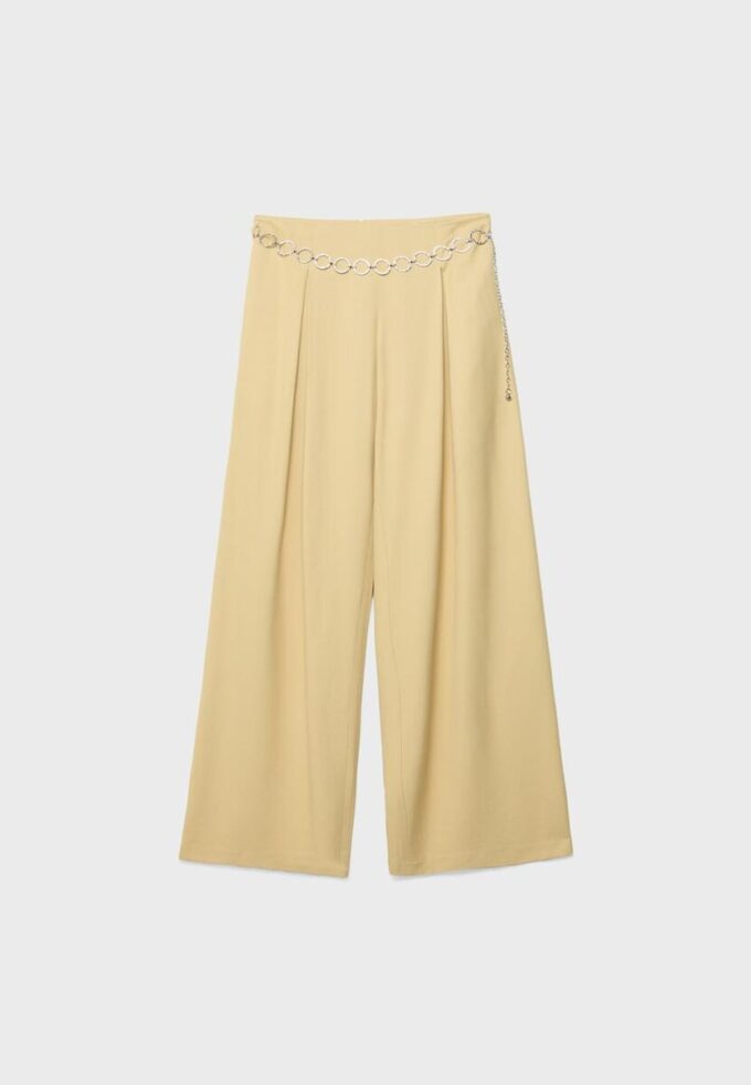 Pantaloni din satin cu detalii din lanț Pantaloni din satin cu detalii din lanț