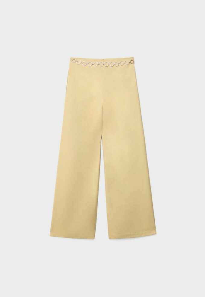 Pantaloni din satin cu detalii din lanț Pantaloni din satin cu detalii din lanț