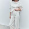 Pantaloni din tricot cu detalii de cusături Pantaloni din tricot cu detalii de cusături