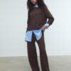 Pantaloni din tricot cu detalii de cusături Pantaloni din tricot cu detalii de cusături