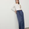 Pantaloni fluizi cu efect de șifonare și cordon Pantaloni fluizi cu efect de șifonare și cordon