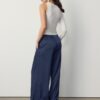 Pantaloni fluizi cu efect de șifonare și cordon Pantaloni fluizi cu efect de șifonare și cordon