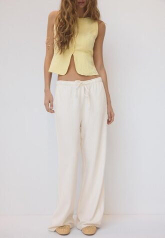 Pantaloni fluizi cu efect de in