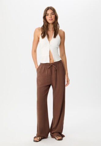 Pantaloni fluizi cu efect de in