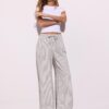 Pantaloni fluizi din amestec de in cu dungi Pantaloni fluizi din amestec de in cu dungi