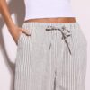 Pantaloni fluizi din amestec de in cu dungi Pantaloni fluizi din amestec de in cu dungi