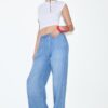Pantaloni fluizi din denim cu șnur