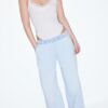 Pantaloni fluizi din denim cu șnur Pantaloni fluizi din denim cu șnur