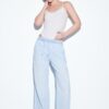 Pantaloni fluizi din denim cu șnur Pantaloni fluizi din denim cu șnur