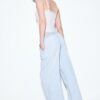 Pantaloni fluizi din denim cu șnur Pantaloni fluizi din denim cu șnur