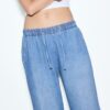 Pantaloni fluizi din denim cu șnur