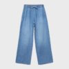Pantaloni fluizi din denim cu șnur