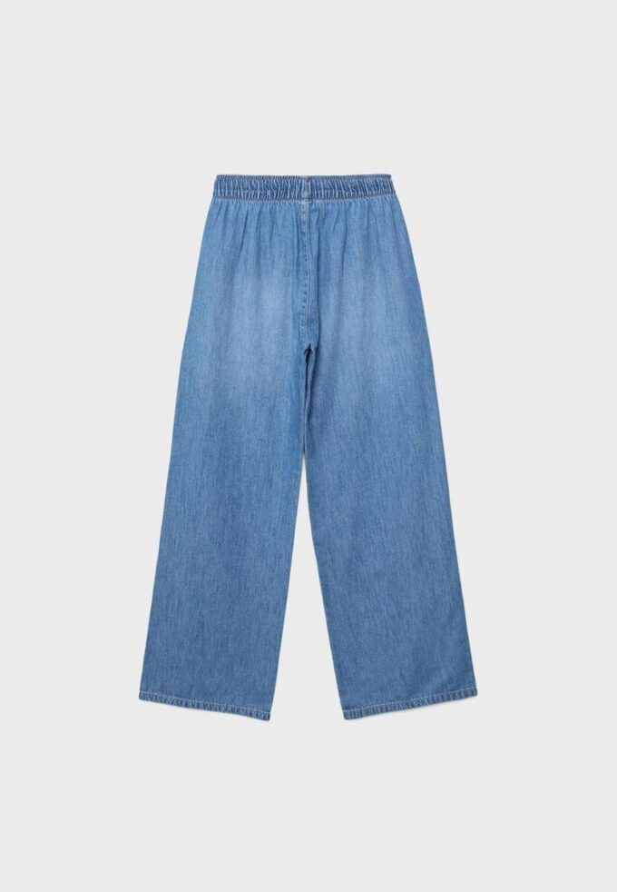 Pantaloni fluizi din denim cu șnur