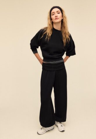 Pantaloni jogger balon cu talie răsfrântă, cu textură Soft-Touch la atingere