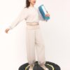 Pantaloni jogger balon cu talie răsfrântă, cu textură Soft-Touch la atingere Pantaloni jogger balon cu talie răsfrântă, cu textură Soft-Touch la atingere