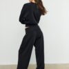 Pantaloni jogger balon cu talie răsfrântă, cu textură Soft-Touch la atingere Pantaloni jogger balon cu talie răsfrântă, cu textură Soft-Touch la atingere