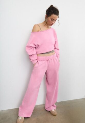 Pantaloni jogger cu croi drept și efect spălat